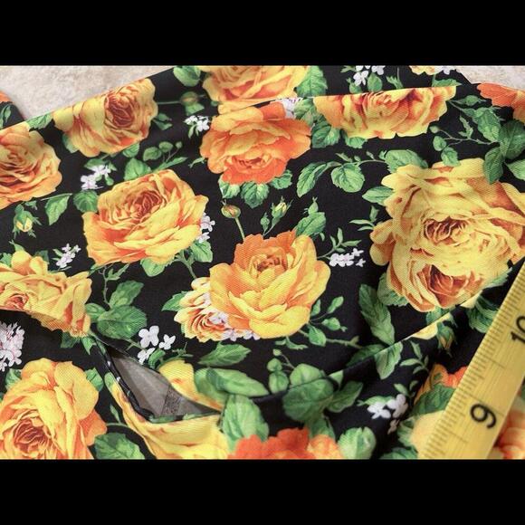 Zara High Halter Neck Twist Ruched Floral Stretch Bodysuit Yellow Sz SMALL NWT! - Picture 11 of 11